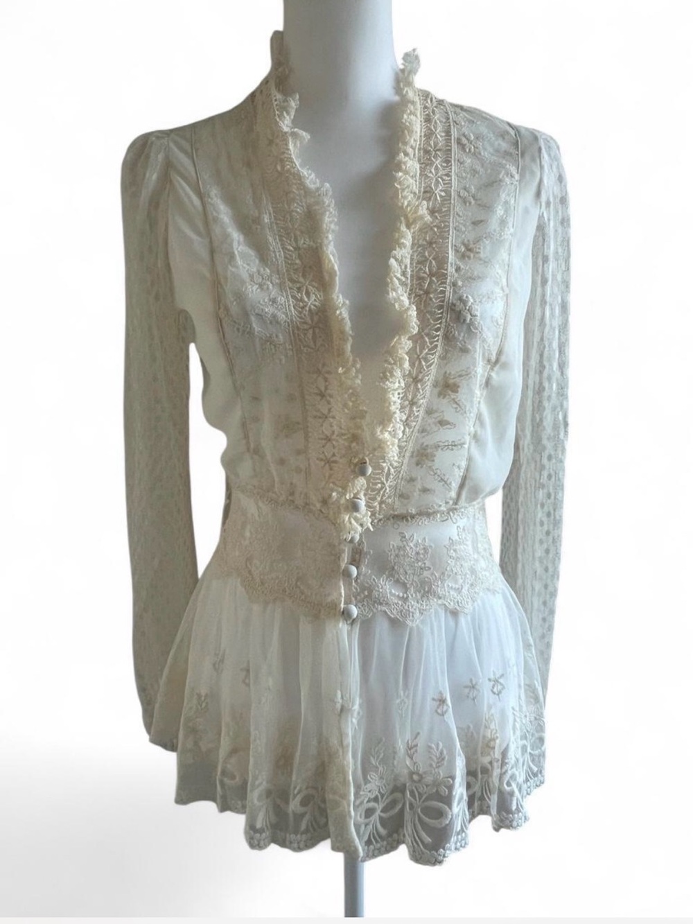 Women’s Ivory Lace Peplum Blouse